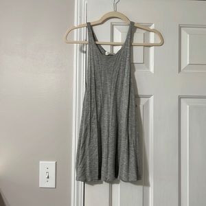 Gray high neck tank top.